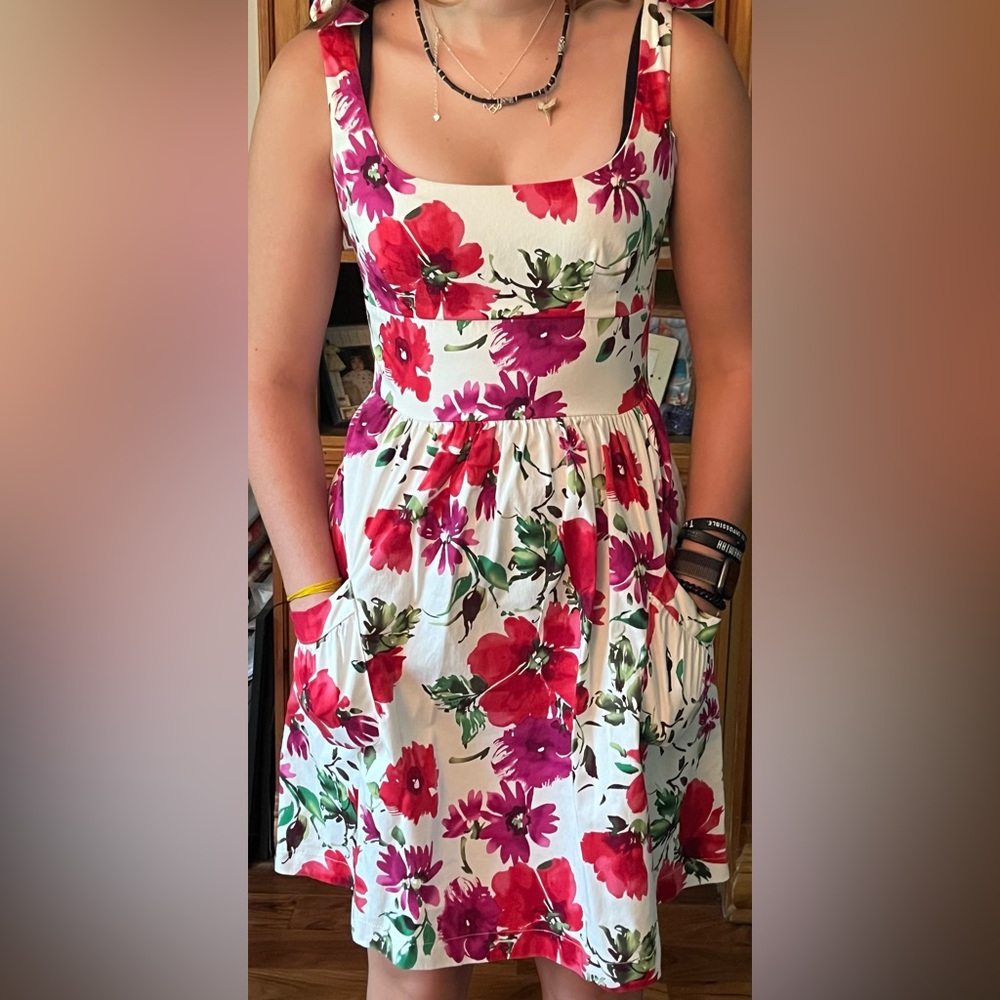 Size 8  B. Smart floral print sundress with pockets